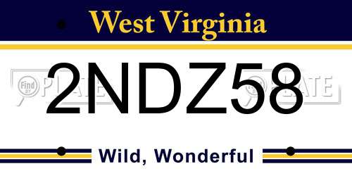 2NDZ58 West Virginia License Plate