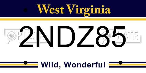 2NDZ85 West Virginia License Plate