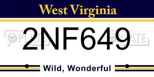 2NF649 West Virginia License Plate