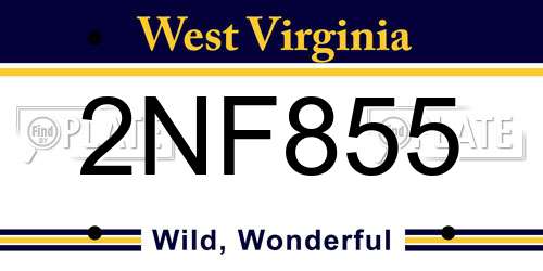 2NF855 West Virginia License Plate