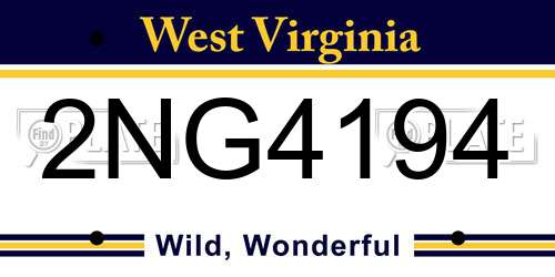 2NG4194 West Virginia License Plate