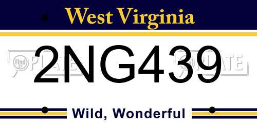 2NG439 West Virginia License Plate