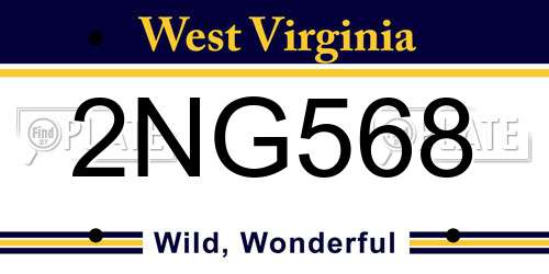 2NG568 West Virginia License Plate