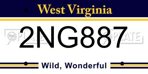 2NG887 West Virginia License Plate