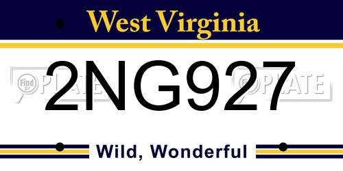 2NG927 West Virginia License Plate