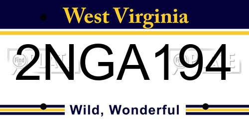 2NGA194 West Virginia License Plate