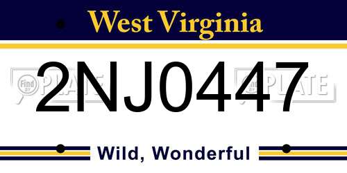2NJ0447 West Virginia License Plate