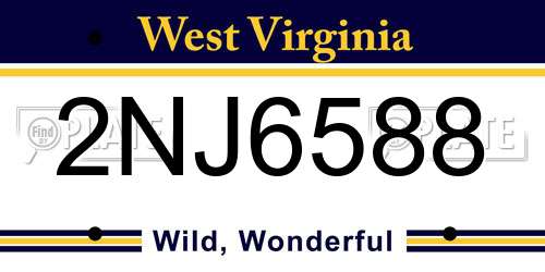 2NJ6588 West Virginia License Plate