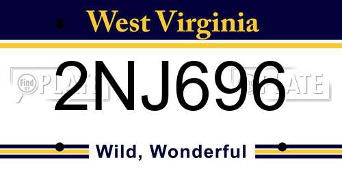 2NJ696 West Virginia License Plate