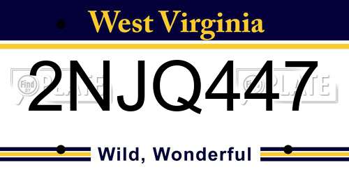 2NJQ447 West Virginia License Plate