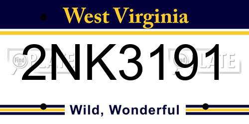 2NK3191 West Virginia License Plate