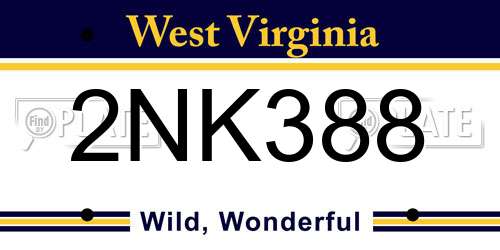2NK388 West Virginia License Plate