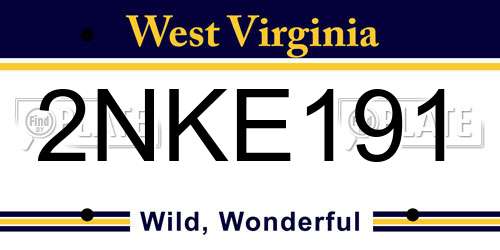 2NKE191 West Virginia License Plate