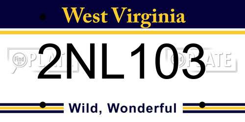 2NL103 West Virginia License Plate