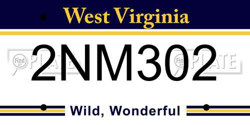 2NM302 West Virginia License Plate