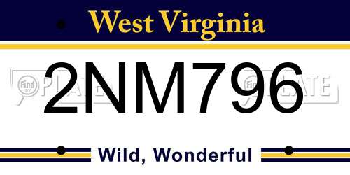 2NM796 West Virginia License Plate