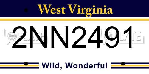 2NN2491 West Virginia License Plate