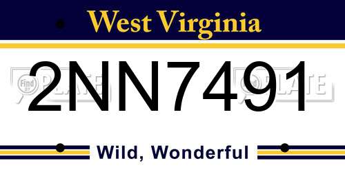 2NN7491 West Virginia License Plate
