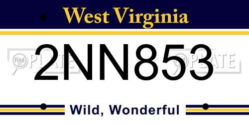 2NN853 West Virginia License Plate