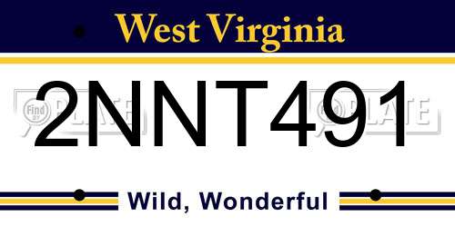 2NNT491 West Virginia License Plate
