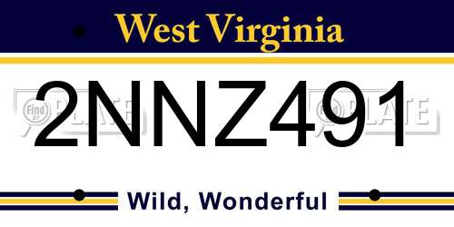 2NNZ491 West Virginia License Plate