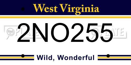 2NO255 West Virginia License Plate