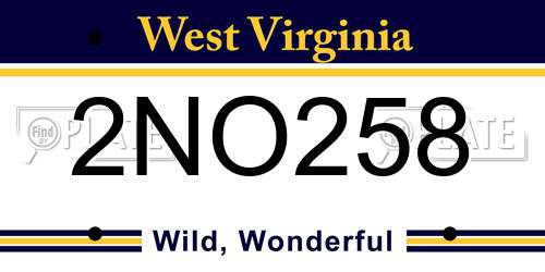 2NO258 West Virginia License Plate