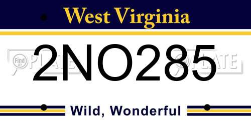 2NO285 West Virginia License Plate