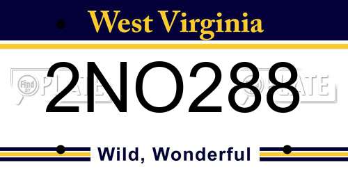 2NO288 West Virginia License Plate