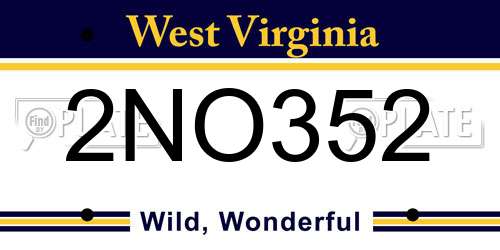 2NO352 West Virginia License Plate