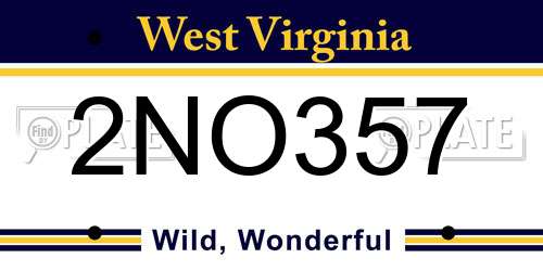 2NO357 West Virginia License Plate