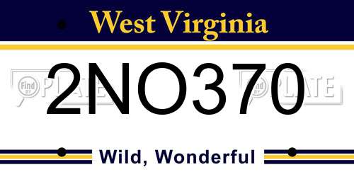 2NO370 West Virginia License Plate