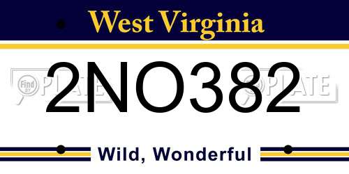 2NO382 West Virginia License Plate