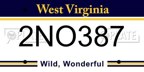 2NO387 West Virginia License Plate