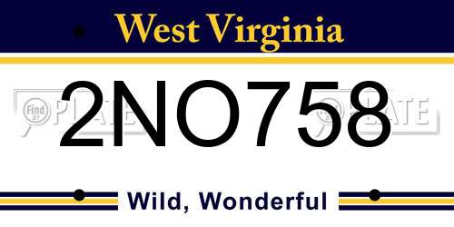 2NO758 West Virginia License Plate