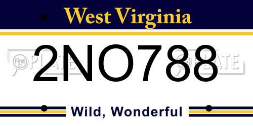 2NO788 West Virginia License Plate