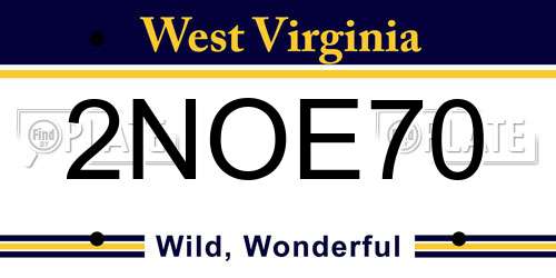 2NOE70 West Virginia License Plate