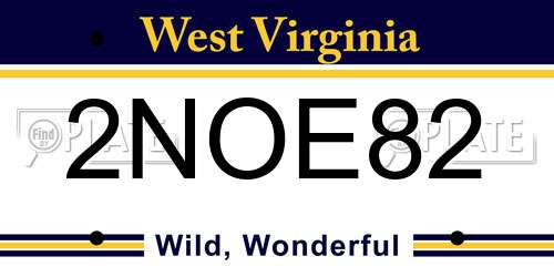 2NOE82 West Virginia License Plate