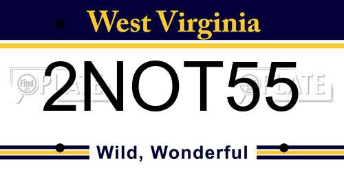 2NOT55 West Virginia License Plate