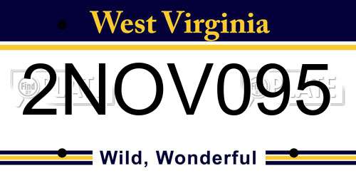 2NOV095 West Virginia License Plate