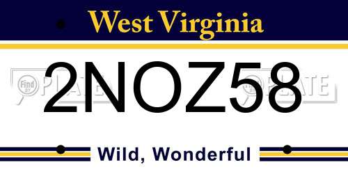 2NOZ58 West Virginia License Plate