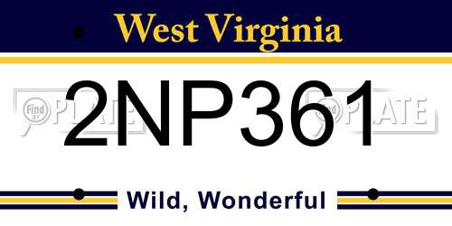 2NP361 West Virginia License Plate