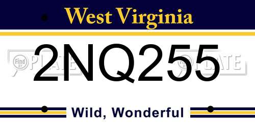 2NQ255 West Virginia License Plate