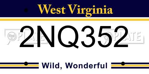 2NQ352 West Virginia License Plate