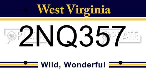 2NQ357 West Virginia License Plate