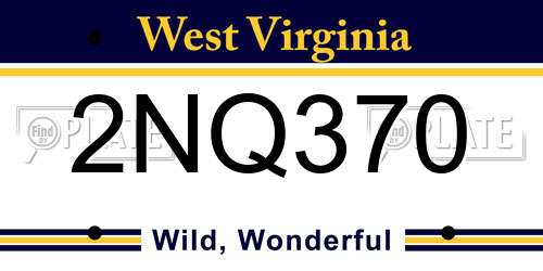 2NQ370 West Virginia License Plate