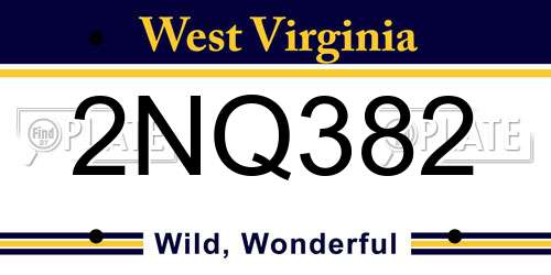 2NQ382 West Virginia License Plate