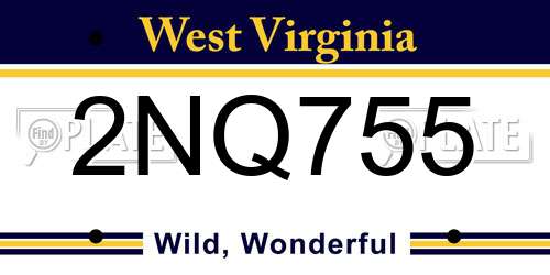 2NQ755 West Virginia License Plate