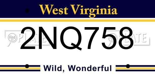 2NQ758 West Virginia License Plate