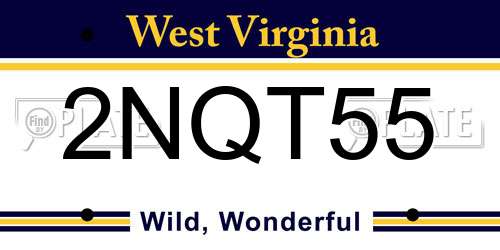 2NQT55 West Virginia License Plate